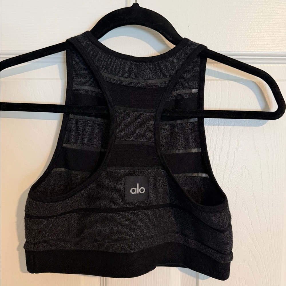 ALO Yoga Black Striped Racerback Crop Top